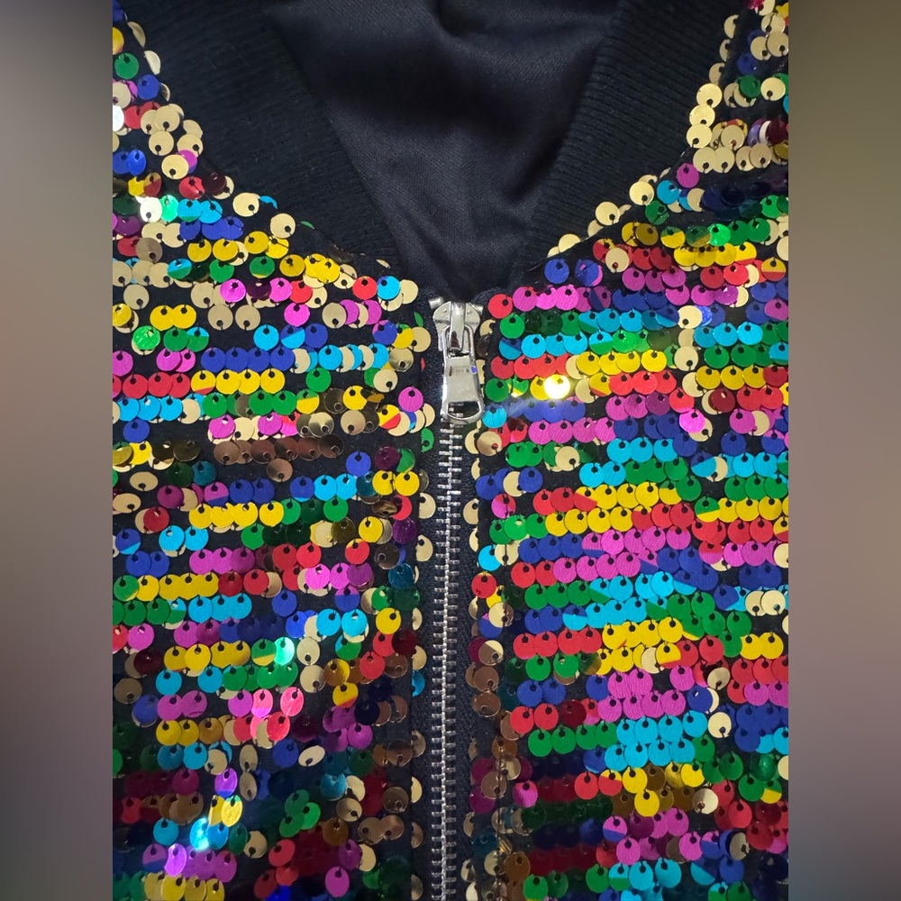 36 Point 5 Multicolor Sequin Bomber Jacket - Picture 3 of 8